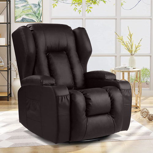 Latitude Run® Manual Glider Recliner Swivel Rocking Chair With Lumbar